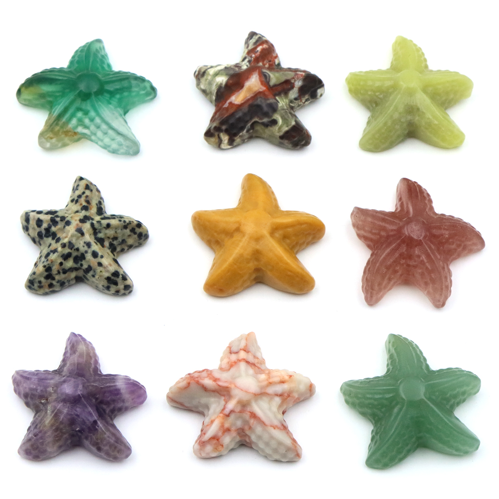 Aquarium Marine Fishes - 35 ミリメートルヒトデの形の像海洋動物天然石ヒーリングクリスタル彫刻工芸品魚水族館家の装飾新年ギフト