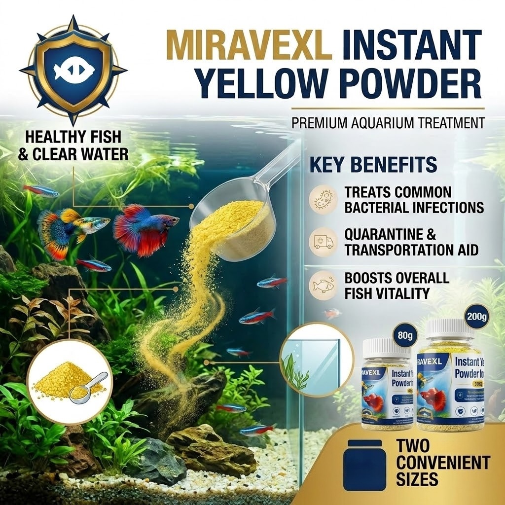 Marine Aquarium Bacteria - ミラベックスLインスタントイエローパウダー（観賞魚用）、効果的な細菌感染症治療、安全な水質調整剤、80g/200g