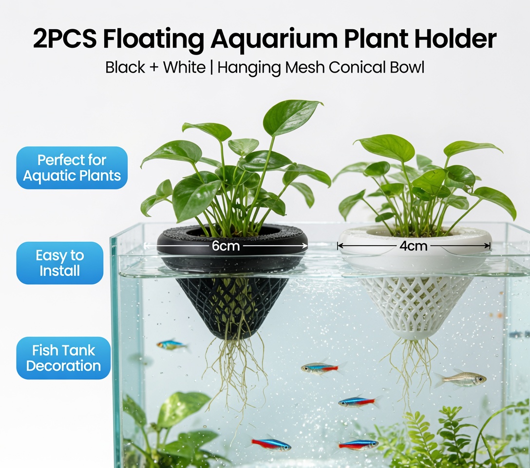 2個入りフローティングアクアリウムプラントホルダー、水槽用吊 - Marine Aquarium For Sale のレビューと価格