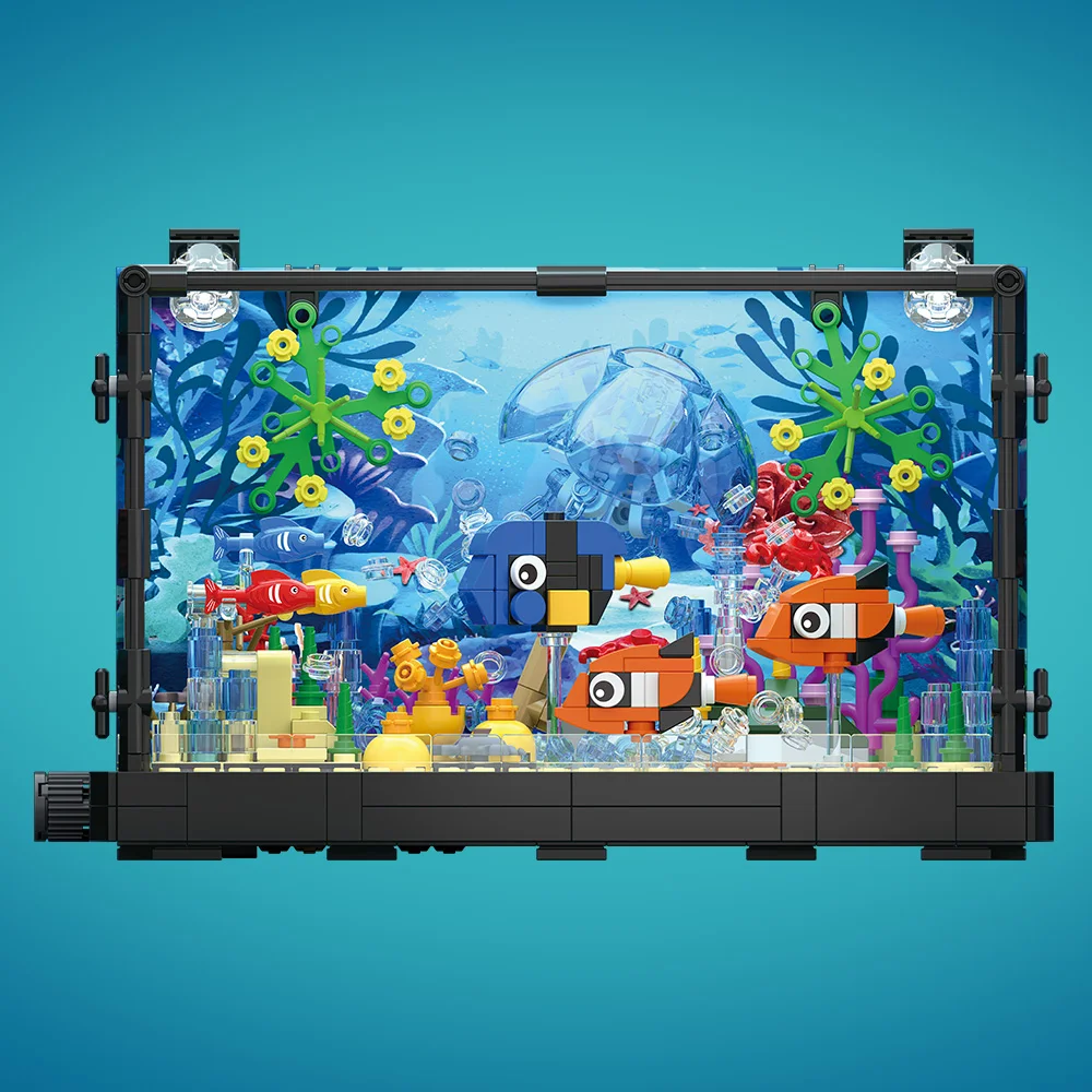 ライト付き水槽ビルディングブロックセット、水槽、海洋カメ、1 - Marine Aquarium Cube のレビューと価格