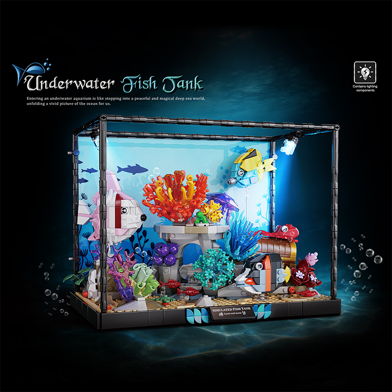 海洋生物水槽ビルディングブロックライト付き 3D 水族館サン - Marine Aquarium Cube のレビューと価格