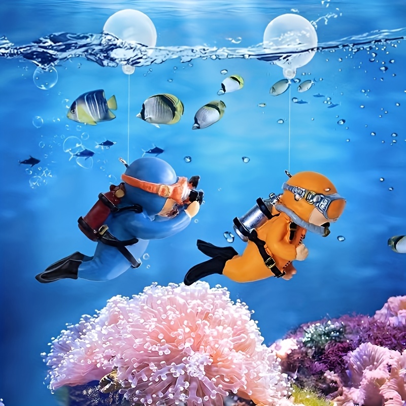 2個入り 鮮やかなダイバー型水槽飾り 水中雰囲気用 魚タンク - Marine Aquarium For Sale のレビューと価格