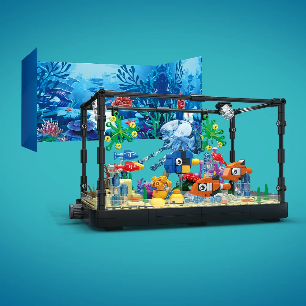 ライト付き水槽ビルディングブロックセット、水槽、海洋カメ、1 - Marine Aquarium Cube のレビューと価格